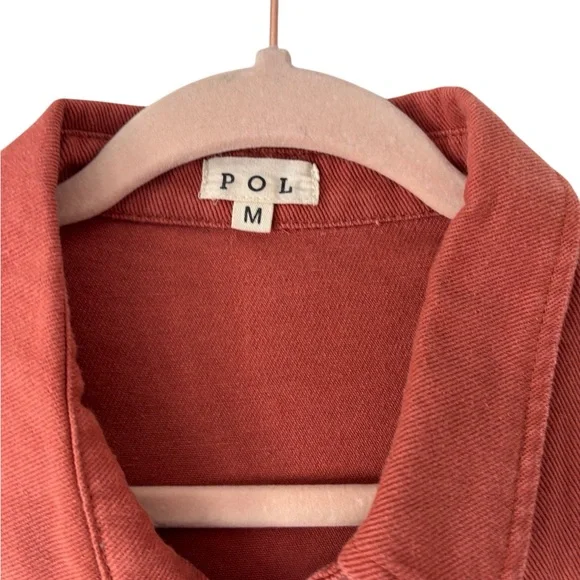 POL Tapestry Oversized Worn Red Denim Overshirt - Picture 3 of 5